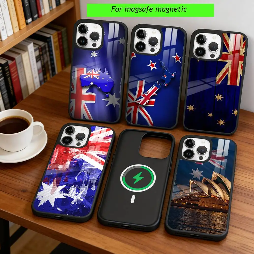 

Australian flag Phone Case For iPhone17,16,15,14,13,12,11 Plus,Pro Magnetic with Magsafe Wireless Charging