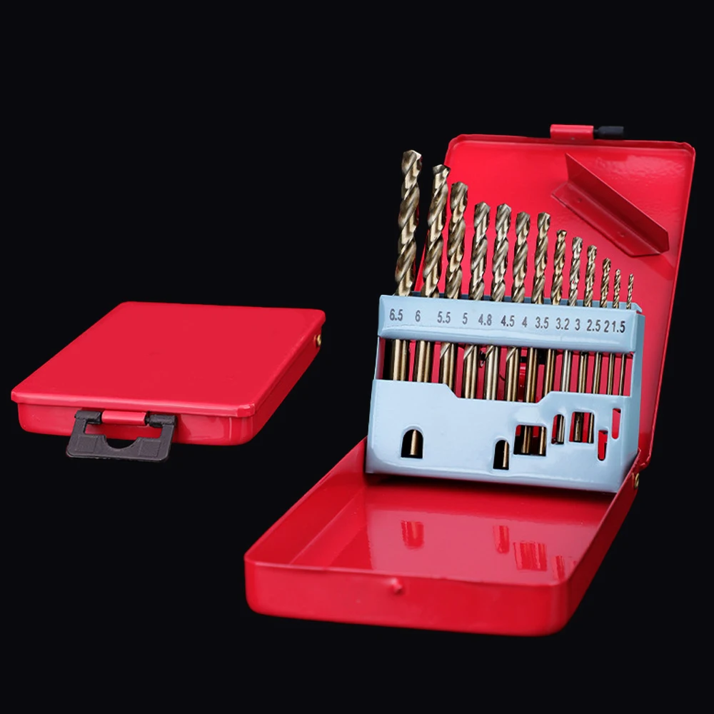 13pcs M35 Cobalt Twist Drill Bit Set with Box, Metric Straight Shank HSS-Co 5% Drill Bits for Metal Stainless Steel Driling Hole