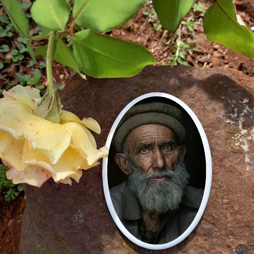 2D Flat Not 3D 1pc Custom Photo Memorial Headstone Tile Personalized Grave Marker with Oval Design Memorial Day gift.