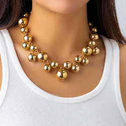 Exaggerated Acrylic CCB Big Ball Bead Chain Necklace for Women Wed Vintage Chunky Clavicle Chain Grunge Jewelry Steampunk Men