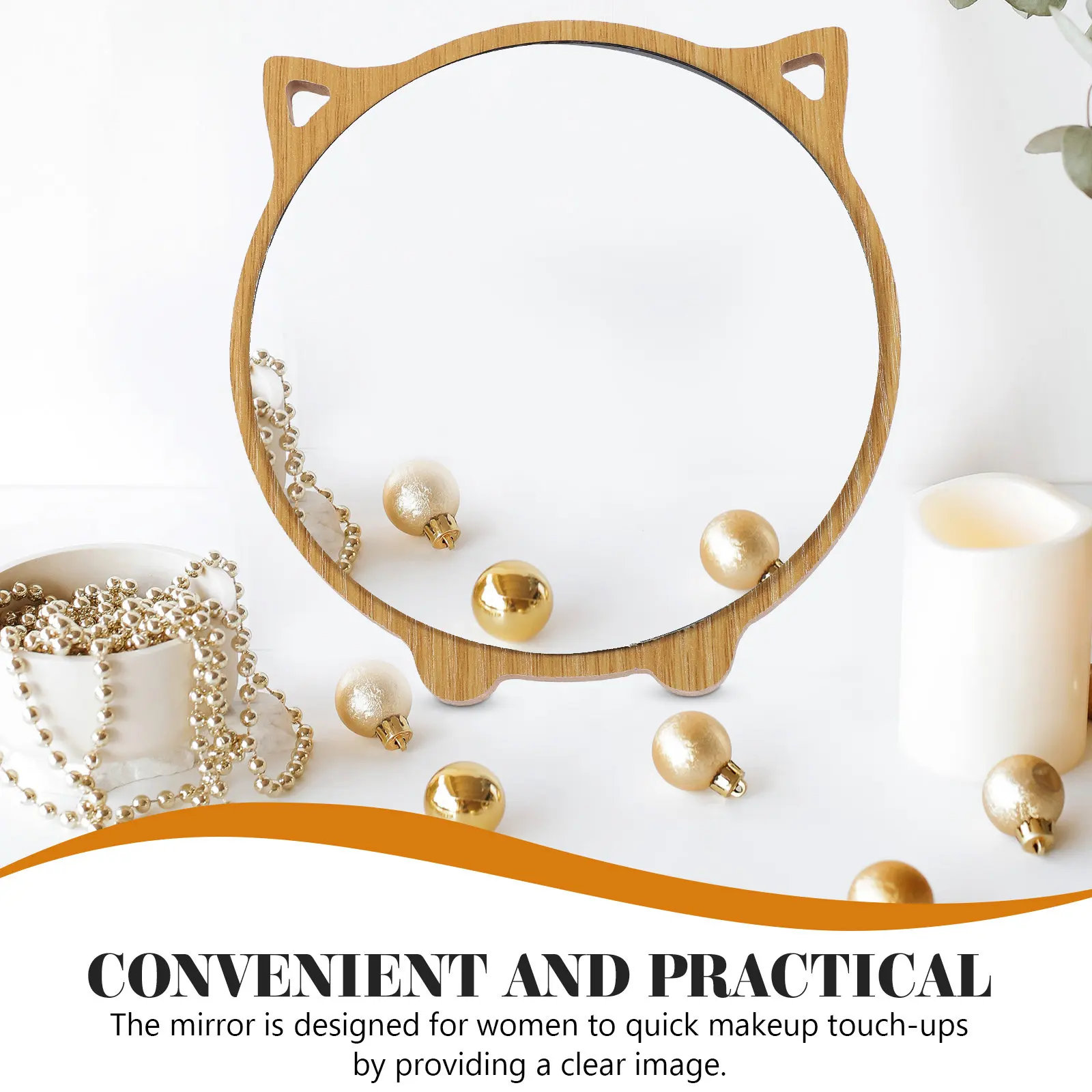 

1 шт. Деревянное зеркало в форме кошки, устойчивое, с регулируемой рамкой, настольное, для макияжа, для девочек, женщин, спальни, ванной комнаты