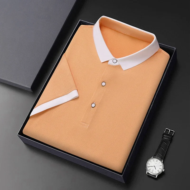 

2024 Men's New Striped Cotton Business Casual Short sleeved POLO Shirt Fashion Short sleeved Comfortable and Breathable Top