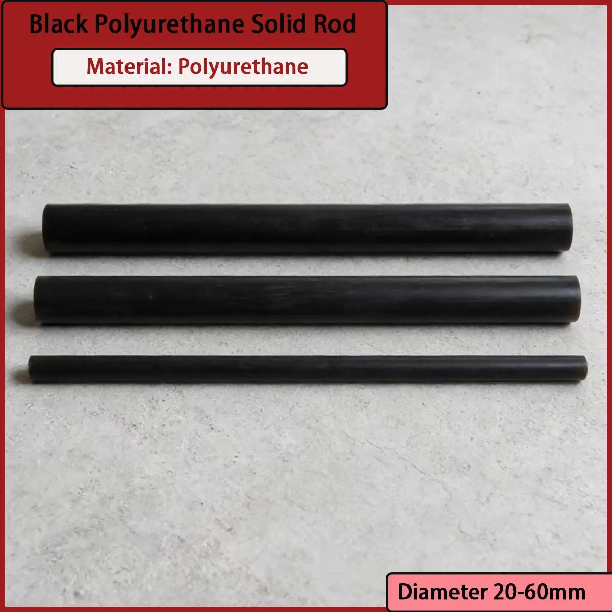 Black polyurethane solid rod with a diameter of 20-60mm is used for transmission components, shock absorbers, etc