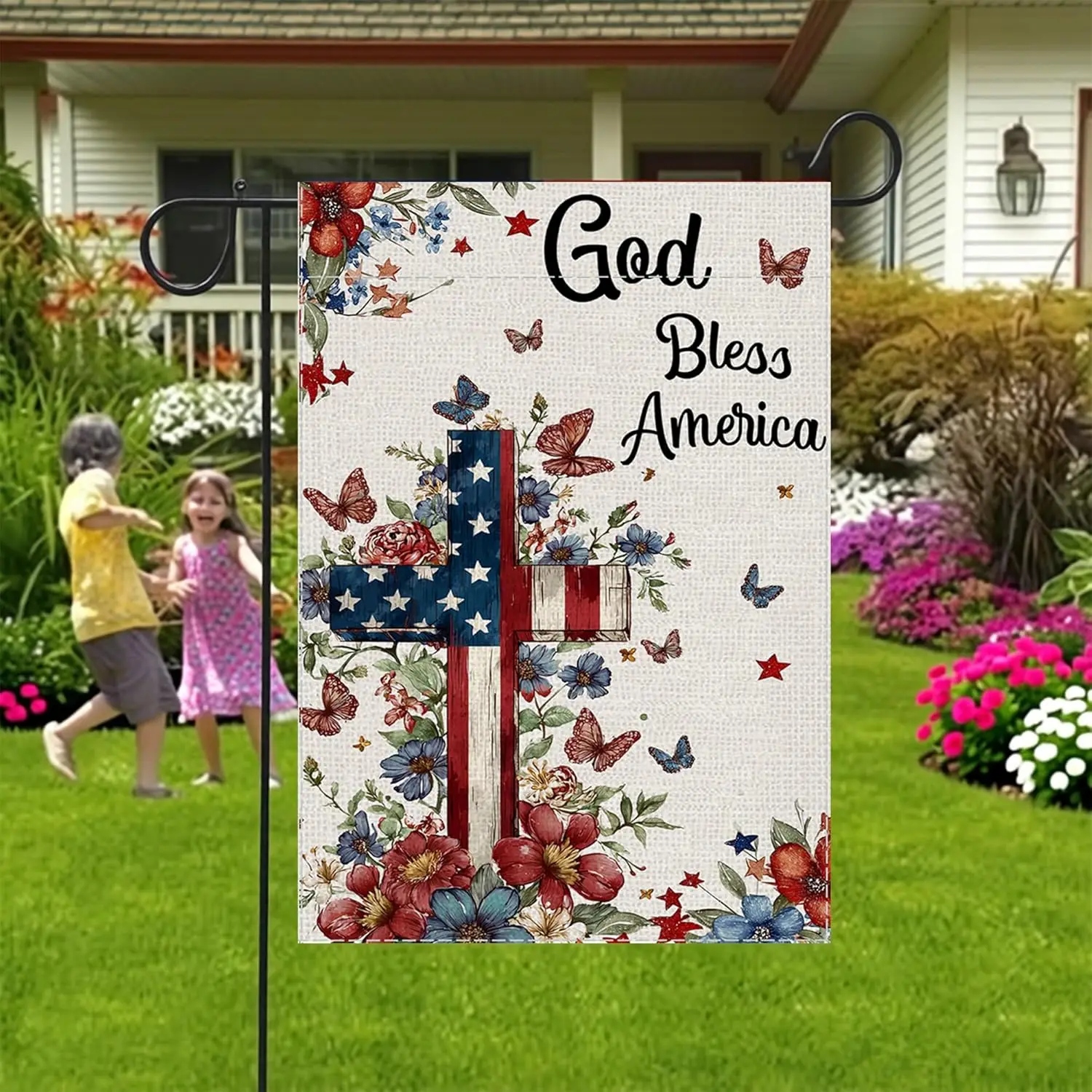 Spring Summer Garden Flag 12x18 Inch Double Side, Farmhouse Rustic Home Decor for Outside, Porch, IIC