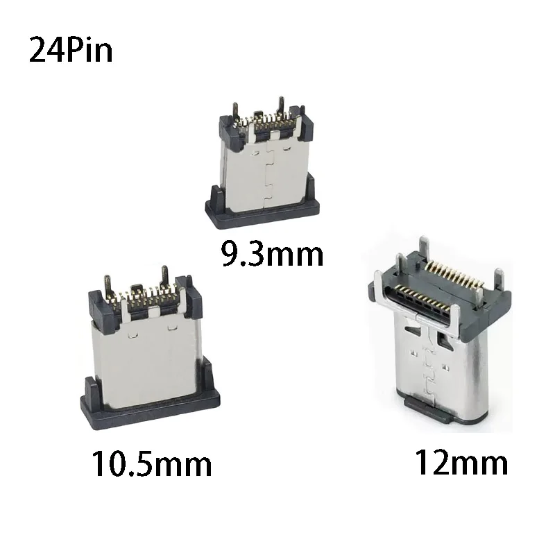 1PC TypeC 24P Female Socket Vertical Pin Patch SMT 9.3 10.5 12mm 4Pin Direct Insertion USB3.1 Charging Port Interface Connector