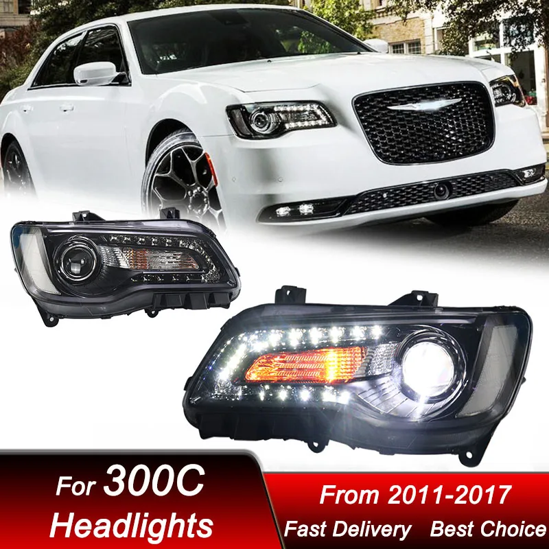 

Автомобильные фары для Cheysler 300C 2011-2017, новые полностью светодиодные фары в сборе, обновленный комплект аксессуаров для линз проектора с высокой настройкой