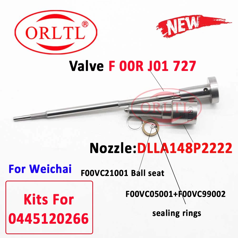 

ORLTL 0445120266 Fuel Injector Nozzle DLLA148P2222 Control Valve F00R J01 727 Repair Kits Diesel 0433172222 for Weichai