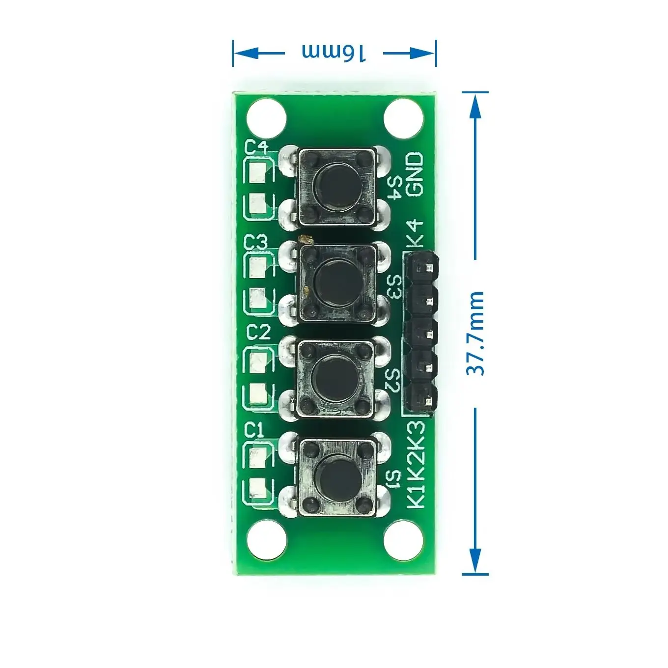 DIY -Kit 1x4 4 Independent Key Button Keypad Keyboard Module Mcu for Arduino Student Class Design Graduation Project Experiment