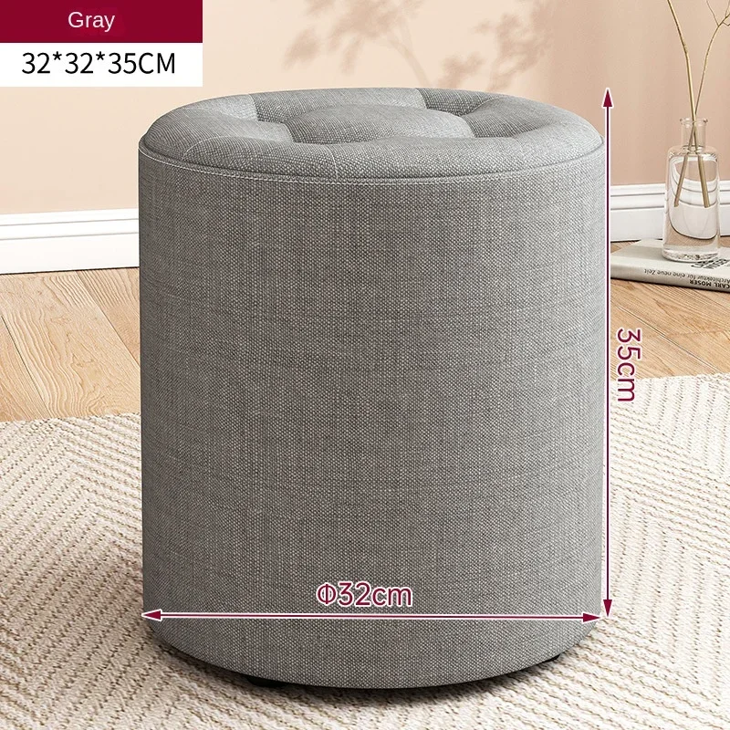 Solid Wood Fabric Small Round Stool, Creative Simple and Modern Living Room, Anti Slip Foldable Low Stool Sitting on A Stool