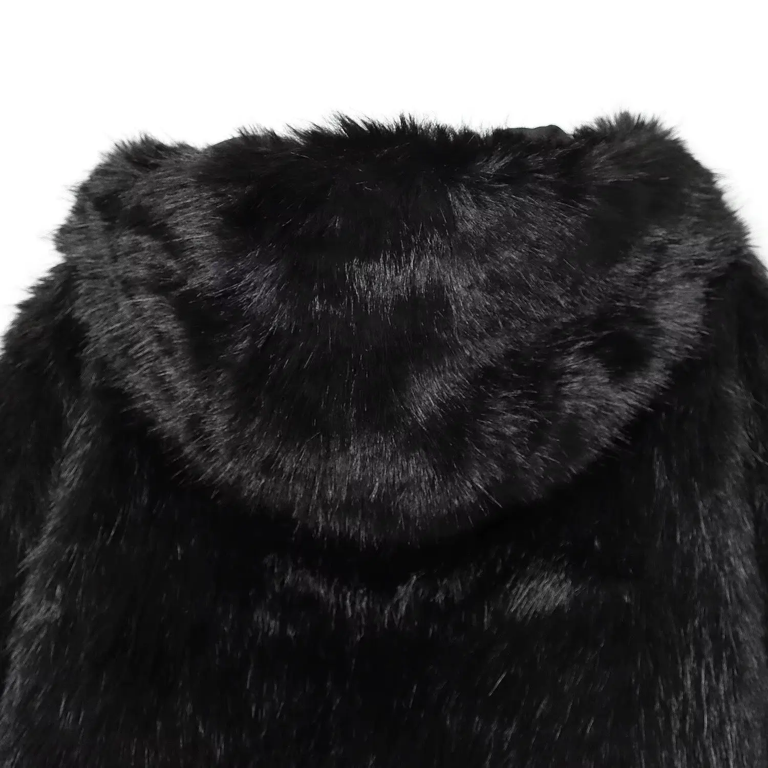 KASLEAD Neuer faionable Damen-Jahet-Mantel mit Hut, Kunstfell, lang, Swe, Reißverschluss, Polyesterfaser, normale Länge