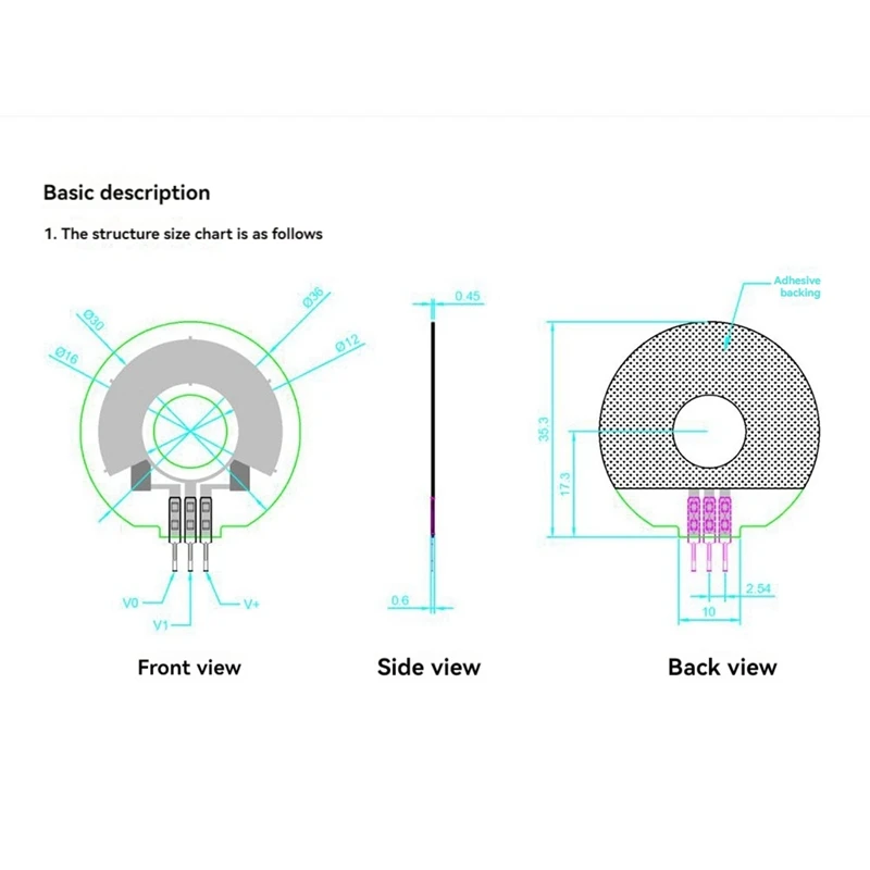 Thin Film Pressure Sensor High Sensitivity Quick Response Resistive Film Position Sensor 0.2V-0.8V Highly Conductive