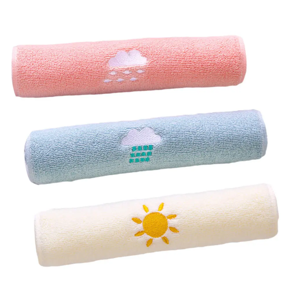 3 個の刺繍入り純綿タオル赤ちゃんの顔拭きハンドタオルソフトで耐久性のある小さな子供用タオル純綿タオル