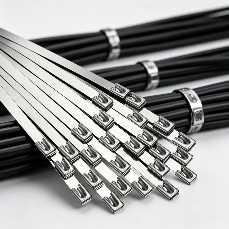50pcs Self-Locking Stainless Steel Cable Ties Heavy Duty Heat Proof Reusable Metal Zip Ties for Exhaust Pipe Wiring Harness