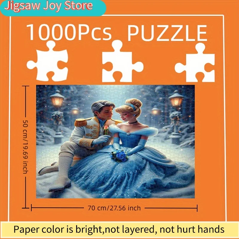 Puzzle papierowe 1000 elementów, układanka DIY (Kopciuszek i Książę, romantyczna scena, zimowa bajka), puzzle dla dorosłych, odpowiednie do...