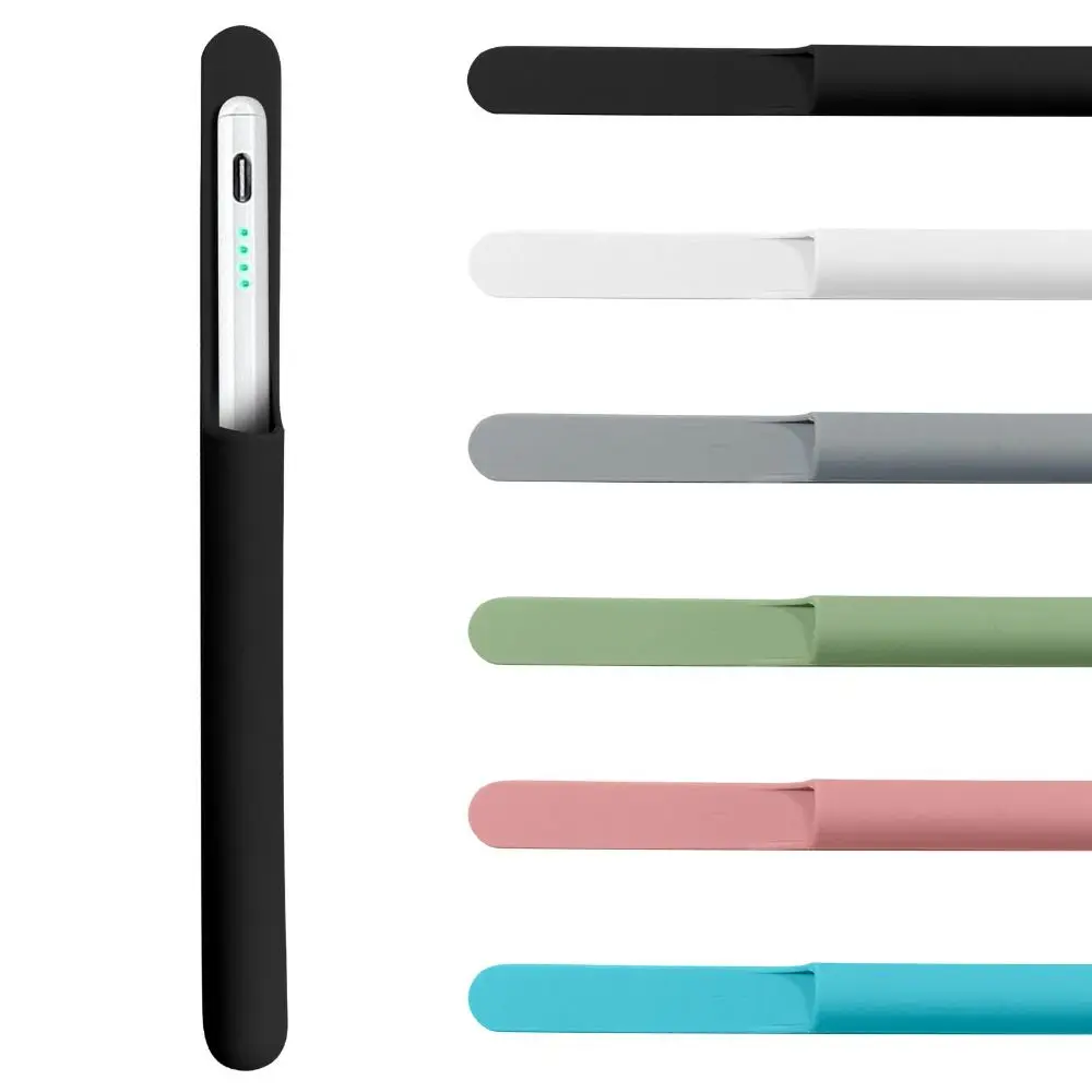 Portable Silicone Pencil Holder Anti-loss Self-Adhesive Tablet Stylus Pencil Case Solid Color Flexible Pen Clip
