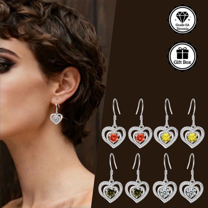 LAMVOICE Schmuck für Damen/Weihnachtsgeschenk für hochwertige Schmuckohrringe mit 1 Karat Zirkonia. Hypoallergener Hakenohrring