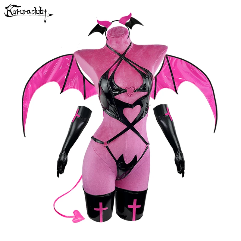 

KORURACLUB COSPLAY LITTLE DEVIL WOMEN SEXY BODYSUIT PLUS SIZE HALLOWEEN COSTUMES PU LEATHER SUIT LINGERIE