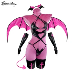 KORURACLUB COSPLAY LITTLE DEVIL WOMEN SEXY body PLUS SIZE costumi di HALLOWEEN PU LEATHER SUIT LINGERIE