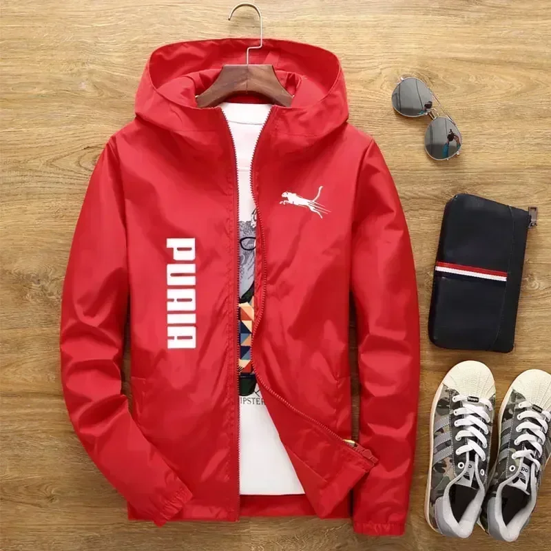 Men's Outdoor Thin Casual Hooded Zipper Windbreaker Spring Autumn Windproof Waterproof Fishing Mountaineering Jacket Coat Street