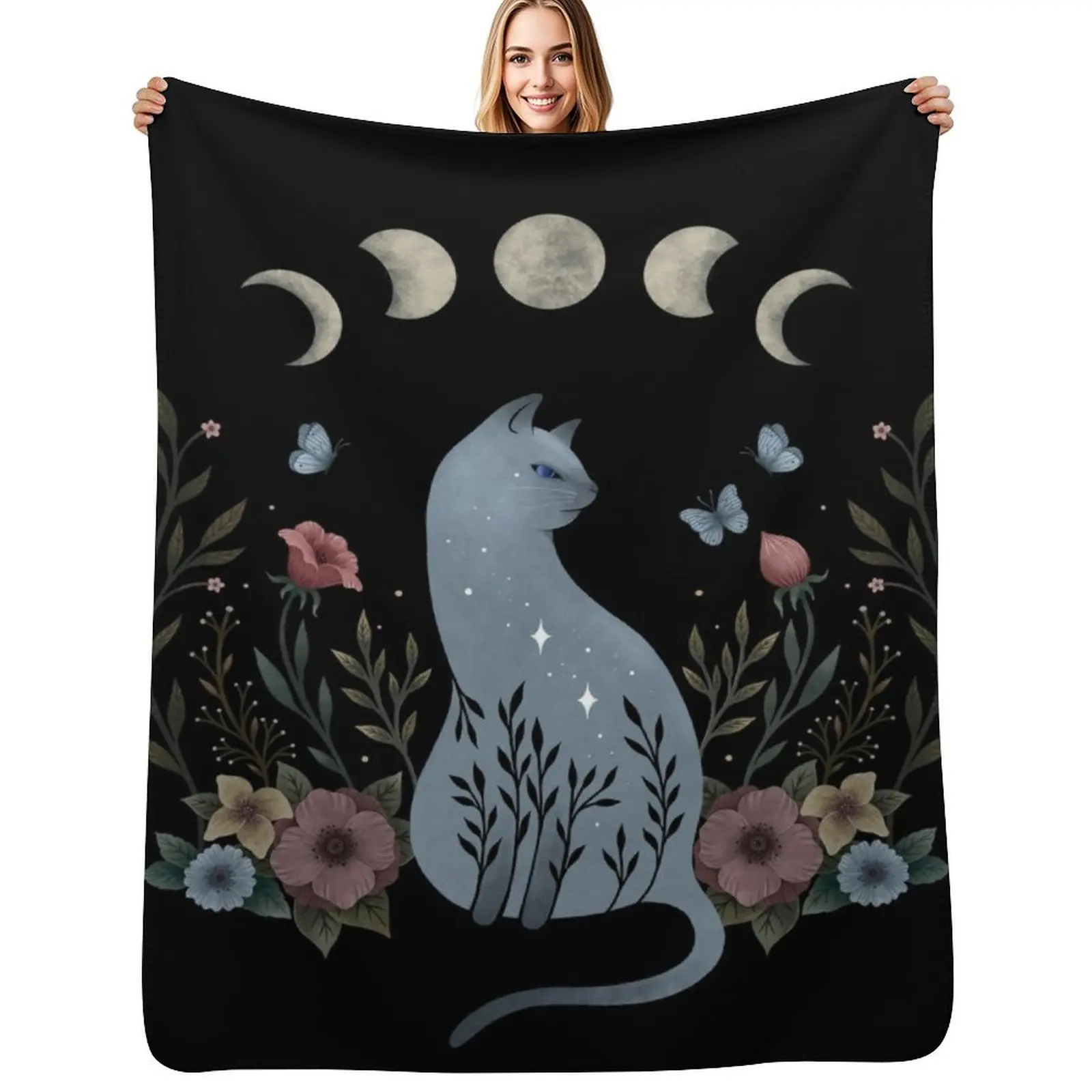 Cat on the Hill Throw Blanket Cozy Throw Blanket for Bed Sofa Chair