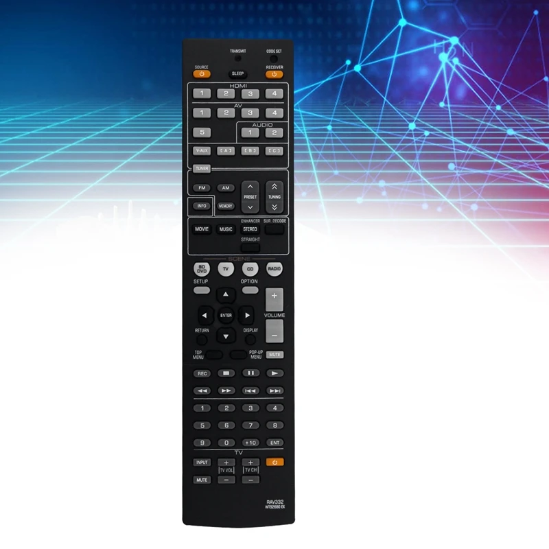 Remote Control Plastic Remote Control RAV332-WT92680EX For Yamaha YHT493 RXV367 RXV367BL AV Receiver