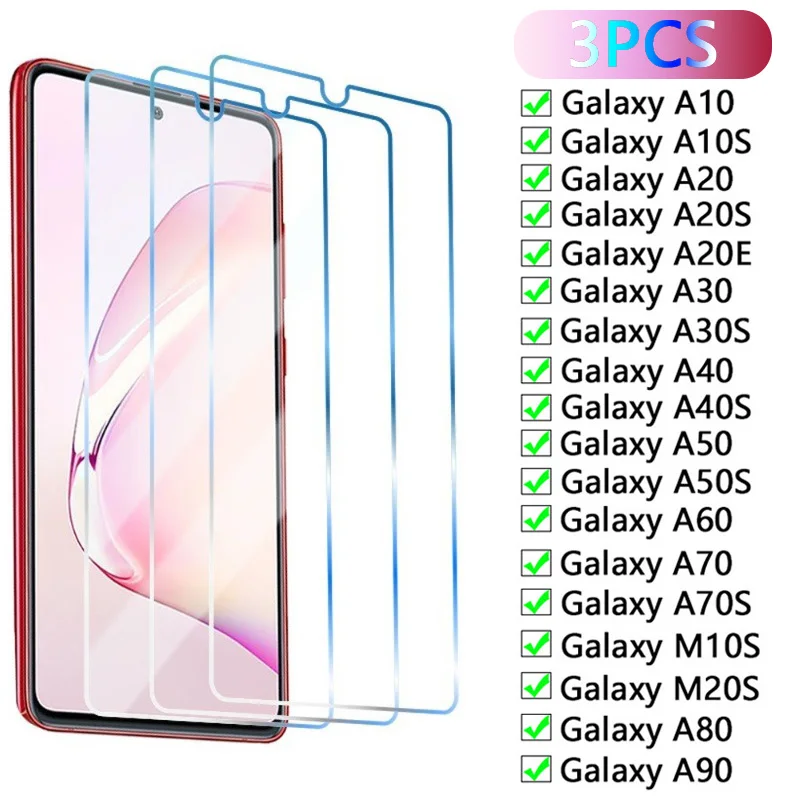 3pcs Tempered Glass for Samsung Galaxy A10 A20 A30 A40 A50 A70 A80 A90 Screen Protector for Samsung A20E A10S M10S M20S glass