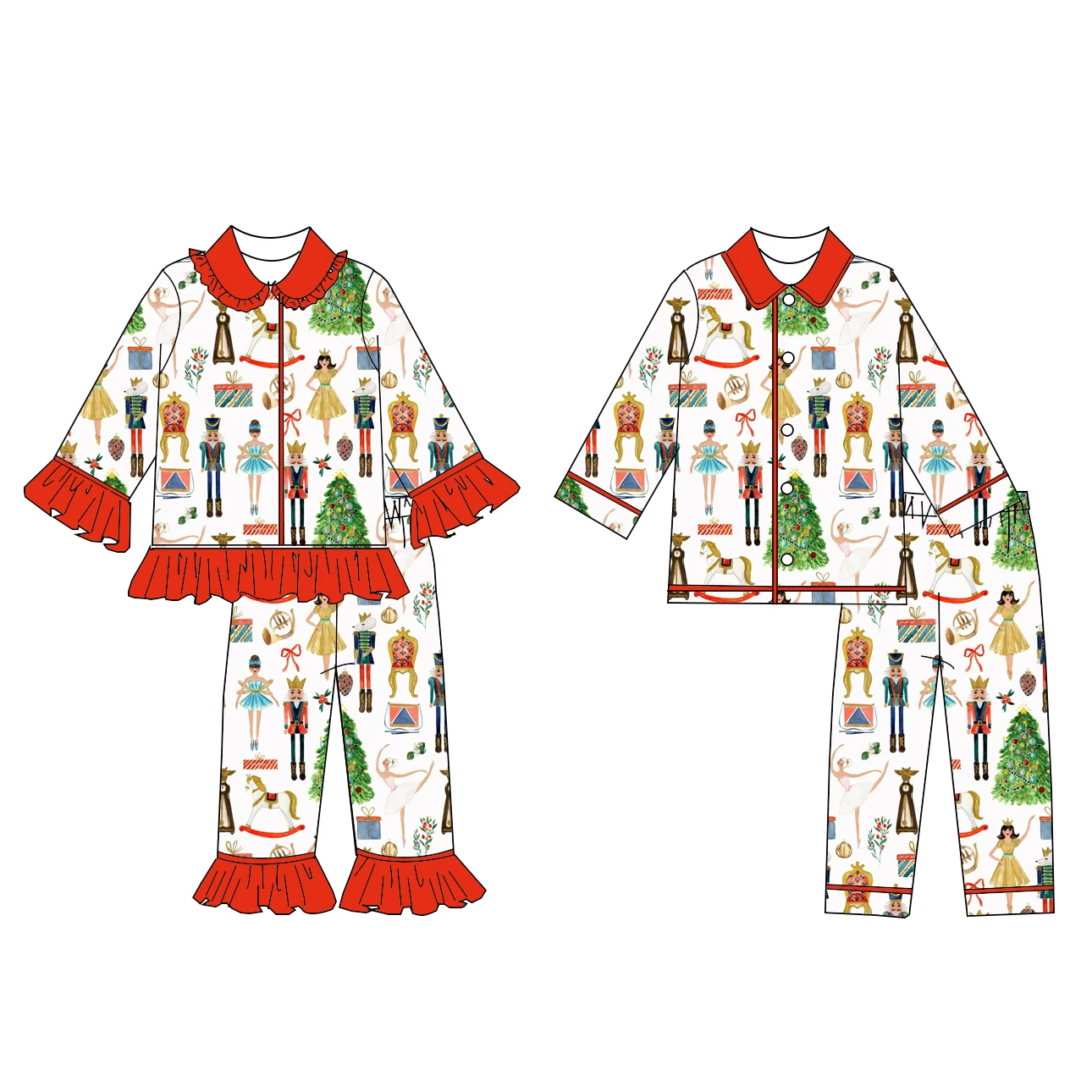 Boutique children's Christmas pajamas outfits boy girls Christmas nutcracker pajamas sets