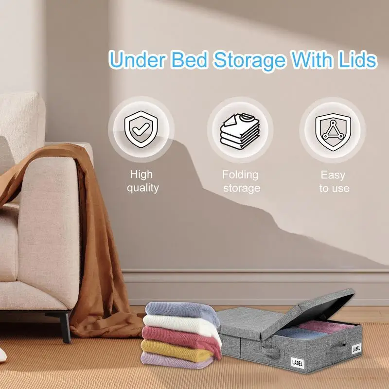 

Under Bed Clothes Storage Foldable Storage Bins Shoe Organizer Under Bed Large Capacity Storage Organizer With Lids Non-woven