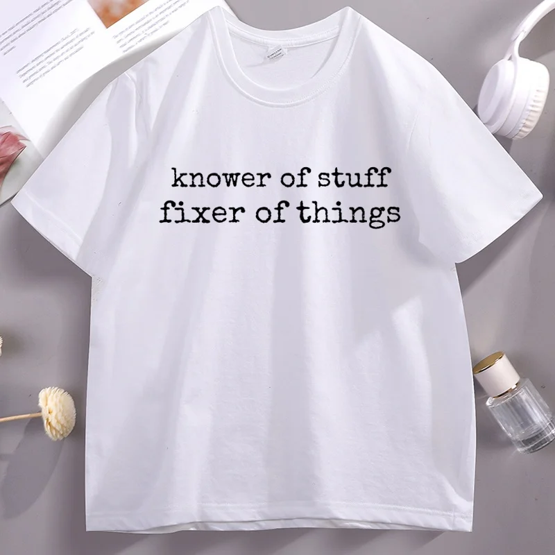 Knower of Stuff Fixer of Things T-Shirt Women Designer Funny Handyman Dad Tshirt Men's Graphic Tee Father’s Day Husband Tee