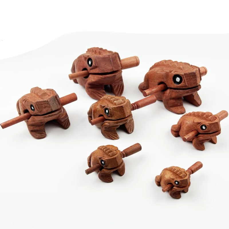 1 قطعة تايلاند الضفدع الخشب نحت الحلي منحوتة باليد العلجوم الإبداعية الصوتية اللعب خشب متين هدايا ديكور المنزل #6