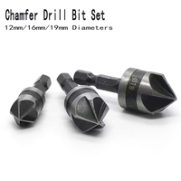 3PCS Hex Countersink Boring 90 Degrees Countersink Drill Bit for Woodr Metal Chamfer Cutter Chamfer Metal Drilling Bit Set