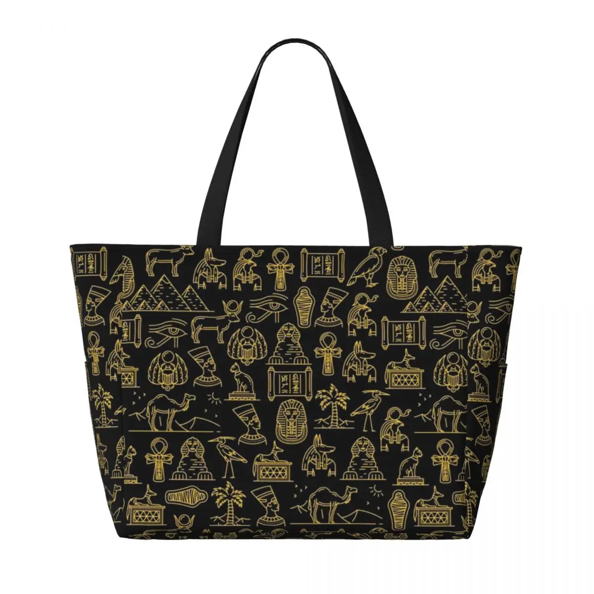 Bolsa de mano de playa de cultura egipcia antigua, bolsa de lona grande para deporte, gimnasio, Yoga, bolsa de viaje para mujer, bolsa de Fitness