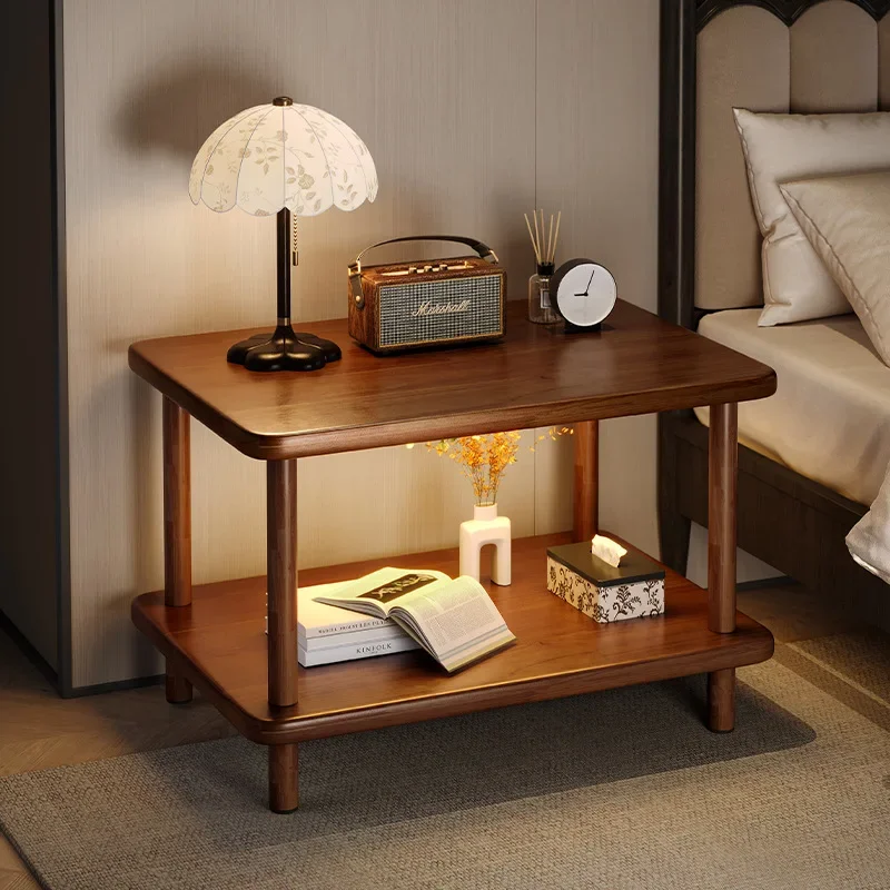 Solid Wood Bedroom Bedside Small Side Table Coffee Simple Shelf Square Sofa Corner Table  Furniture Living Room  ラウンドテーブル