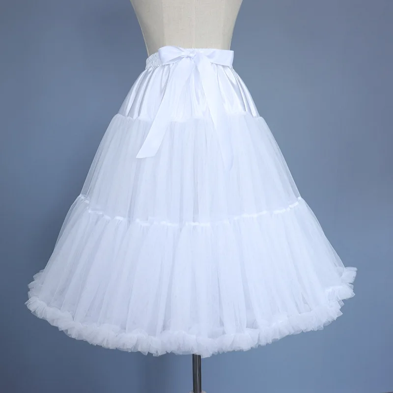 Enaguas de crinolina de 55cm para mujer, ropa interior nupcial para fiesta, Falda de baile de Ballet blanco y negro, tutú