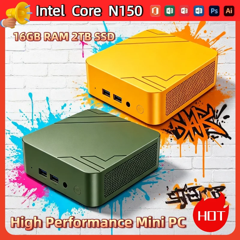 Mini PC Core N150 16GB RAM 2TB NVMe SSD Triple 4K Display WiFi6 Desktop High Performance Office Home Small Computer Pro