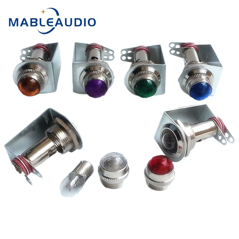 5PCS Audio Amplifier Accessories Power Indicator Light Drill Stone Tone Board Signal Light Bracket Built-in 6.3V Iron Frame