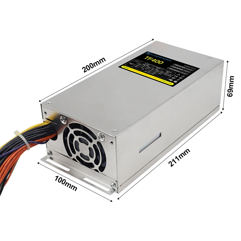 400W 2U Industrial Server Power Supply 24Pin(20+4) 8Pin(4+4) SATA IDE 4Pin Connectors Rack‑mount Industrial Computer PSU