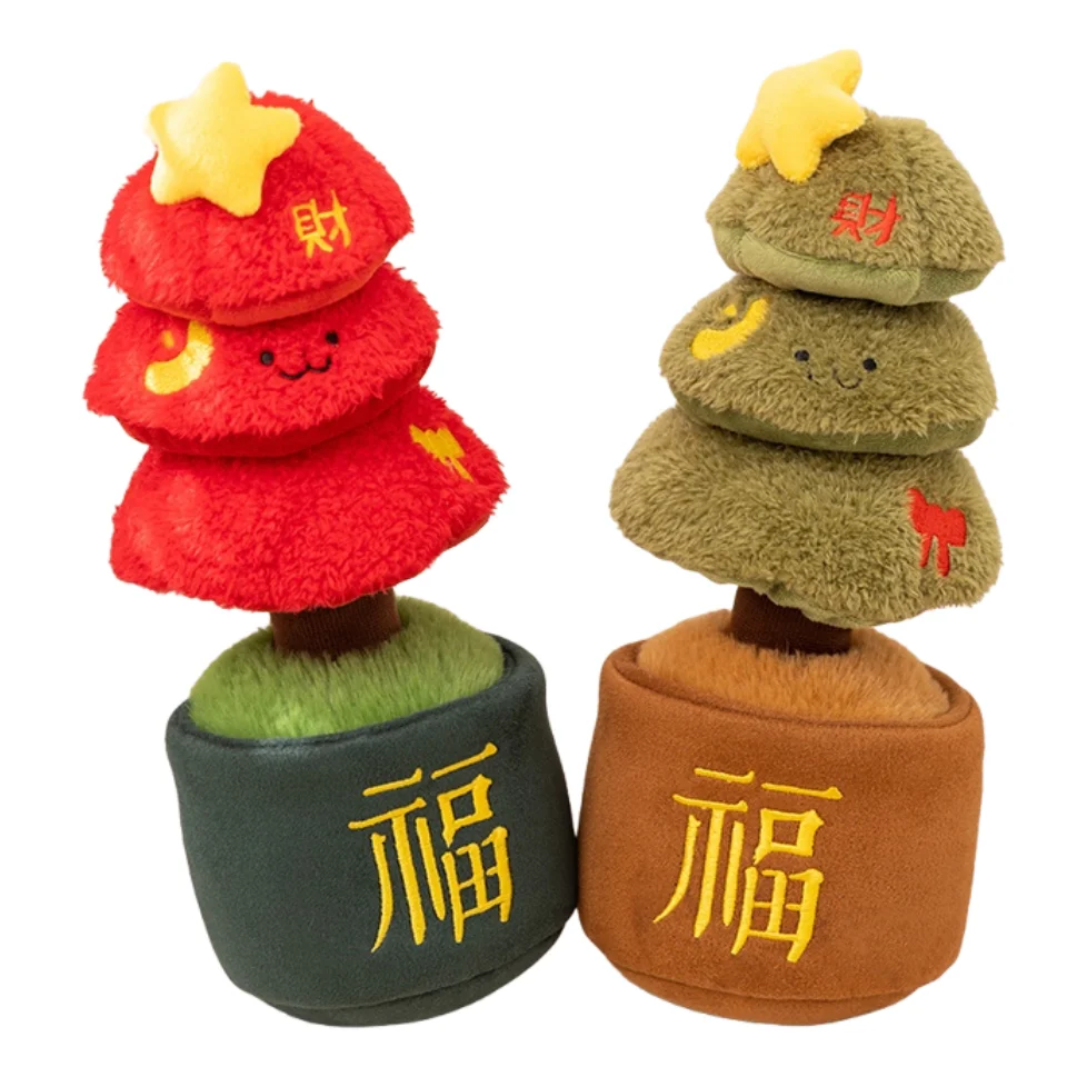 

30 см плюшевая рождественская елка с китайскими иероглифами Фу, пушистый дизайн, мягкое украшение для домашнего декора, праздничный подарок