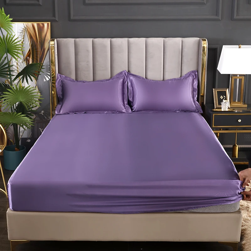 Nuovo lenzuolo con angoli in raso coprimaterasso in Rayon in stile europeo lenzuolo con fascia elastica King 140x200 160x200 biancheria da letto