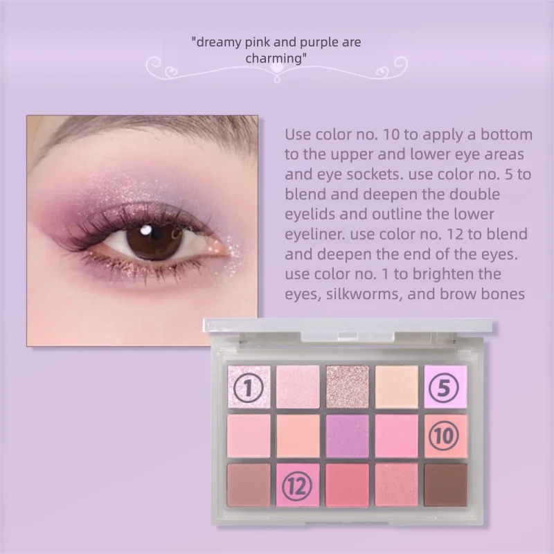 

Ucanbe 15-color Ice Mist Purple Eyeshadow Palette Series Pink Low Saturation Korean Style Pinkish Novice Daily Light Makeup