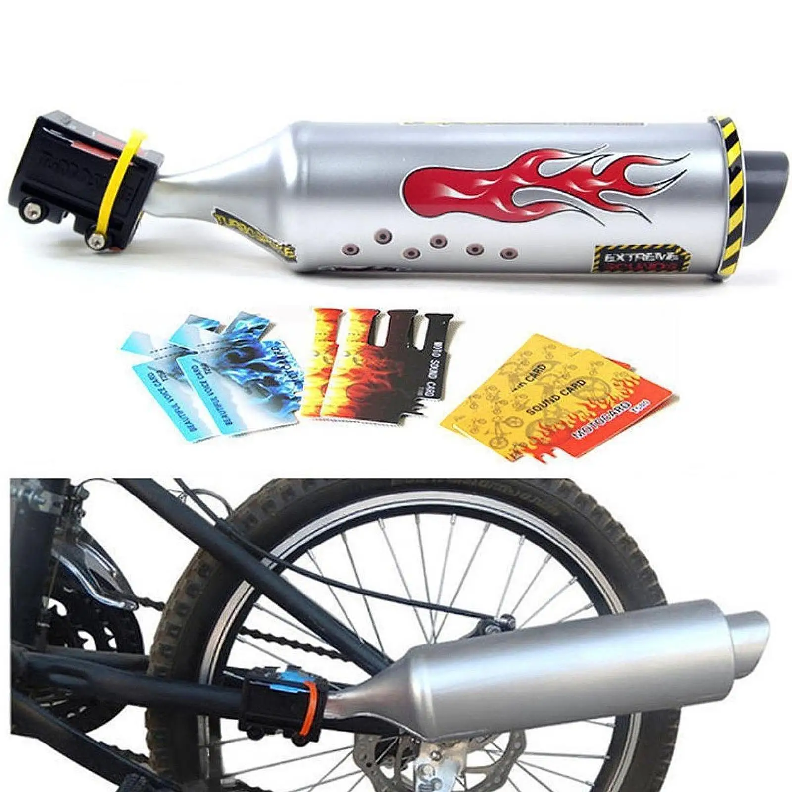 

Bicycle Exhaust Sound System with Sound Effect Bike Turbo Spoke Pipe Motorcycle Noise Maker Direct Replace Supplies Sturdy