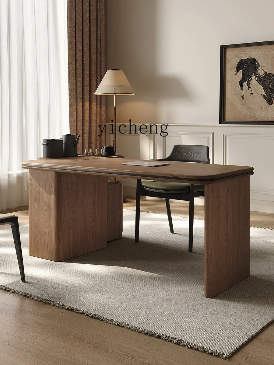 LYY Balcony Table-Chair Set Quiet Style Household Tea Tray Office Light Luxury Tea Drinking New Chinese Style Walnut Tea Table