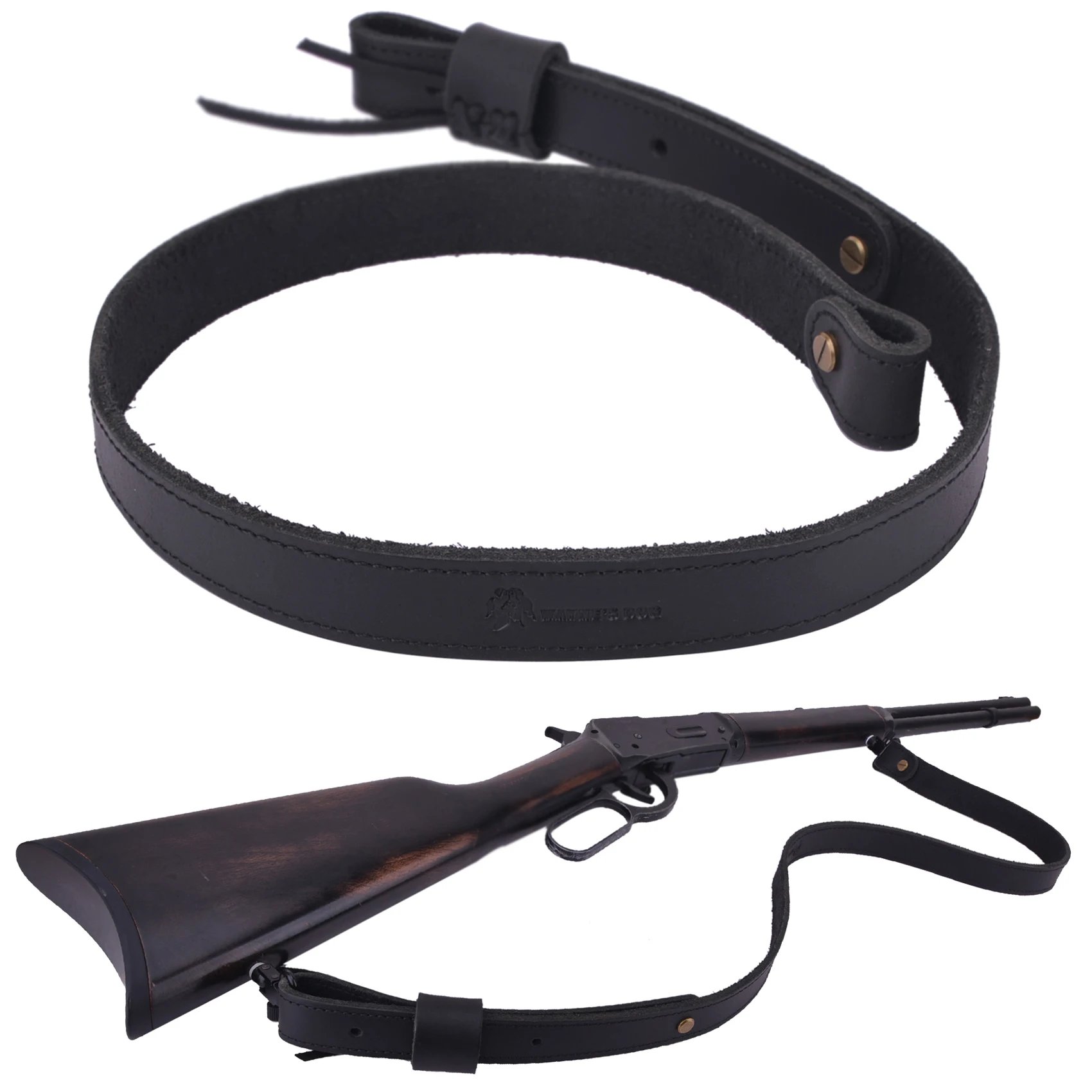 Rifle Gun Sling Buffalo Hide Leather with Mil-Spec Swivels,Durable Gun Strap, Metal Hardware 1