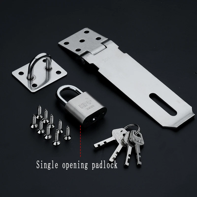 

Lock Plate Stainless Steel Home Door Cabinet Drawer Locks Anti-Theft Hasp Latch for Padlock Anti Corrosion Window Room Security