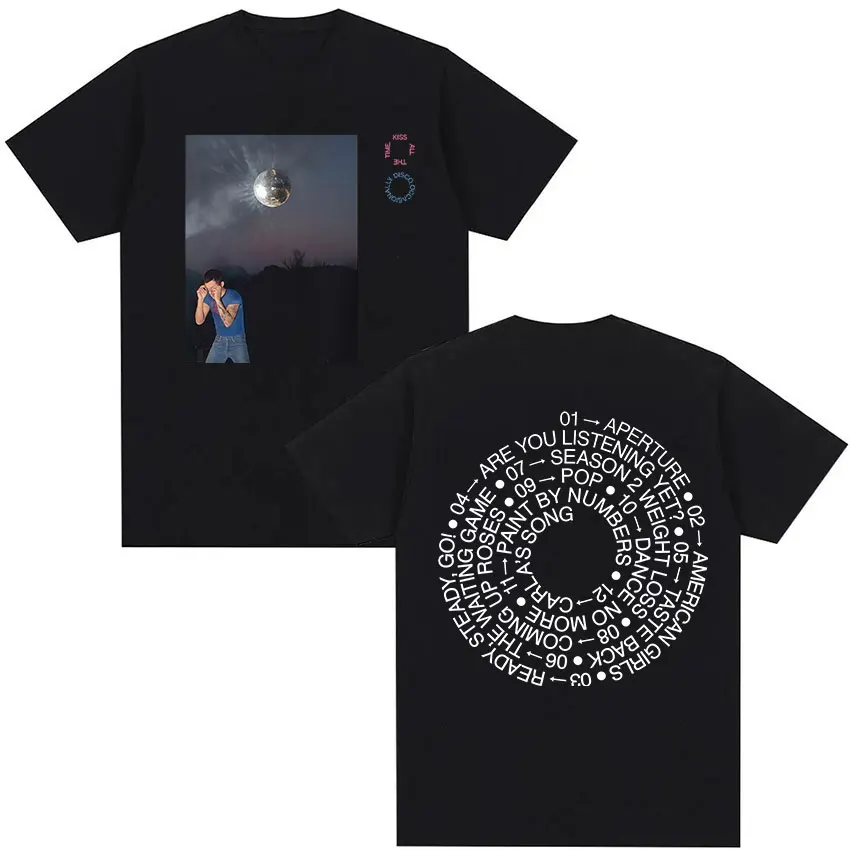 Harry Styles Often Kisses Sometimes Disco 2026 Tour Pattern Print T-shirt Men's Cotton Early 21st Century Short Sleeved