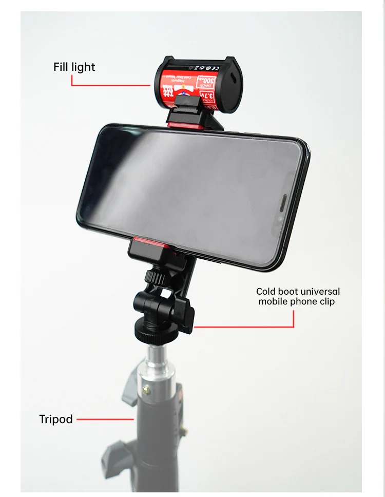 مشبك مشبك للكاميرا لكاميرات الحركة، مشبك ضوء فلاش للكمبيوتر اللوحي وحامل الهاتف المحمول لسطح المكتب وحامل البث المباشر