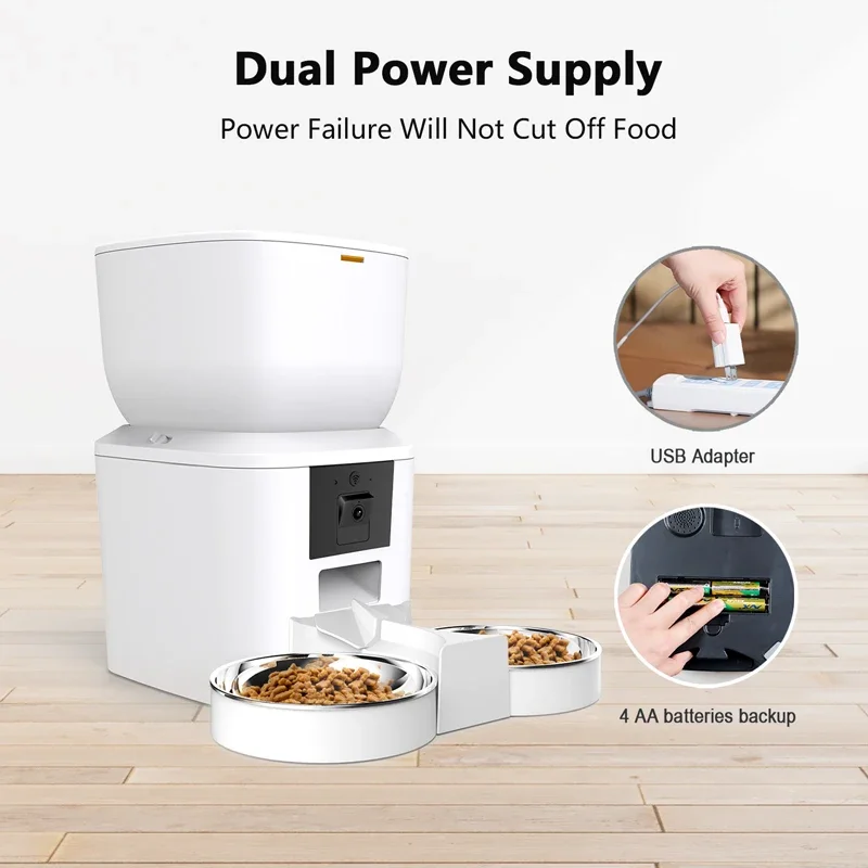 Automatic Feeder for Cats Dogs with Camera HD 4L/8L Furpipi HD 1080P 2.4G/5GWiFi Time Setting Feeder for Pets Dogs Cats Bowls