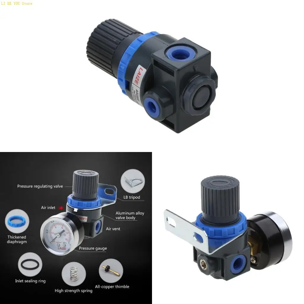 W3JE AR2000 NPT 1/4" Air-Source Treatment-Pressure Regulator Air Pressure Relief Regulator 0.05-0.85Mpa(7-121psi) Adjustable