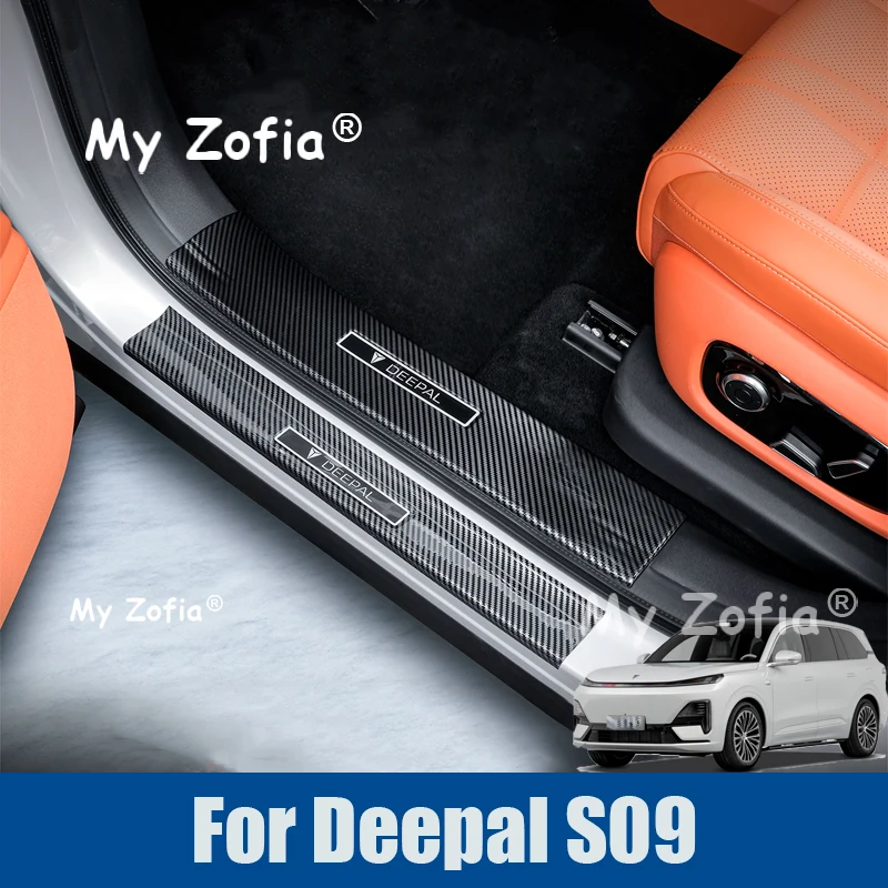 

Threshold Strip For Deepal S09 2025 2026 Protective Sticker ABS Carbon Fiber Pattern Welcome Pedal Anti-kick Step-on Accessories