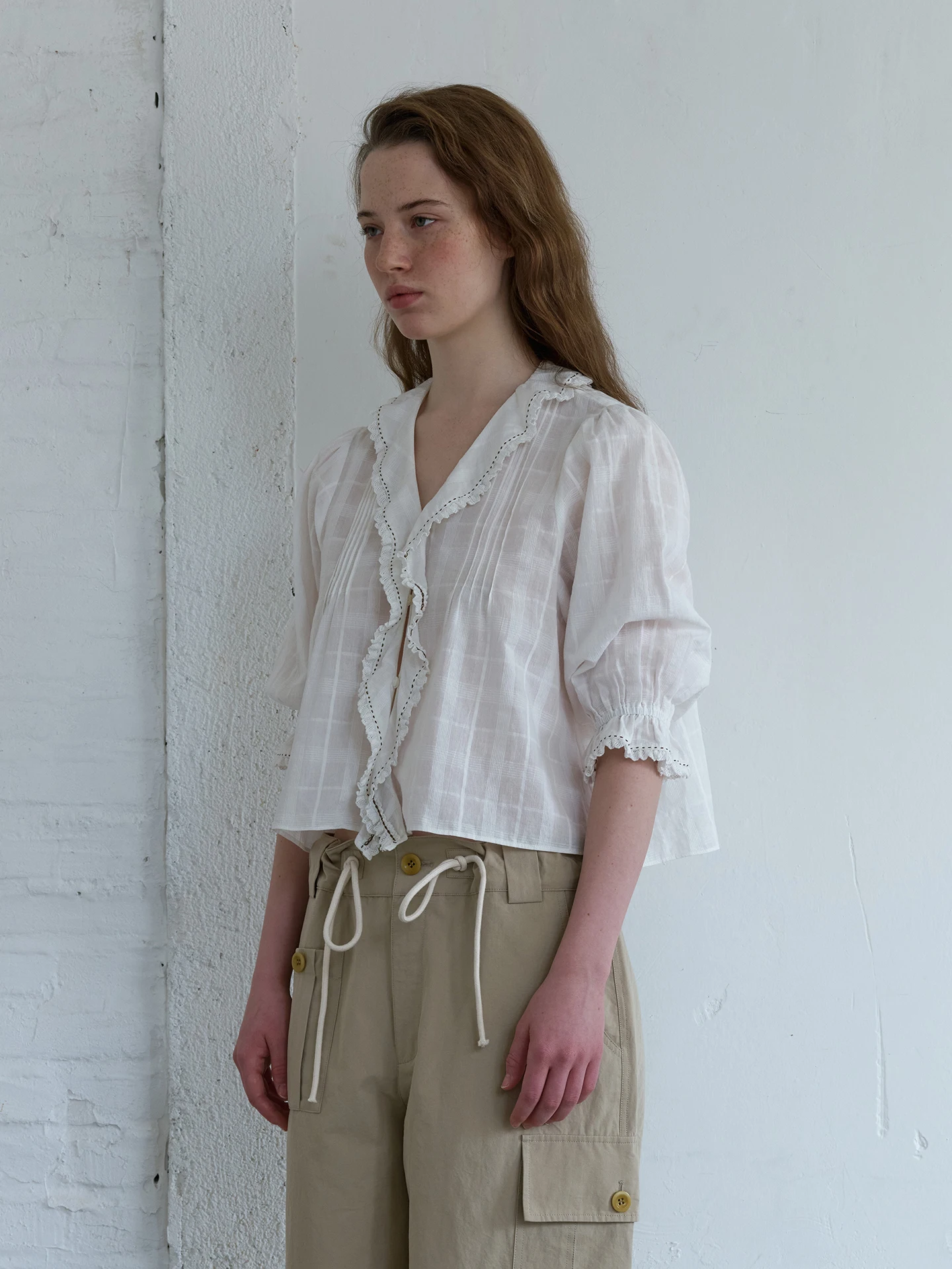 

Rien Rien Wooden Seven-Quarter Sve irt Vintage Top Spring Summer New Arrival Loose Fit Cotton Knitted Women's irt